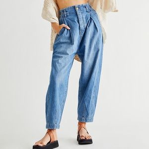 Free People Sawyer Pull on Baggy Jeans